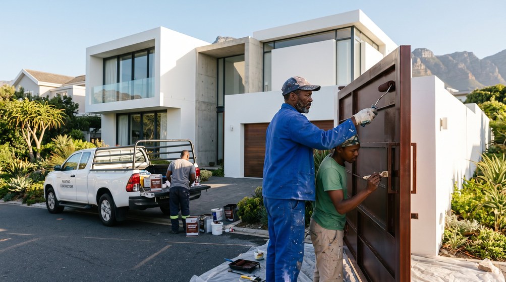Professional anti-rust coating team applying rust protection to a metal gate in Parow